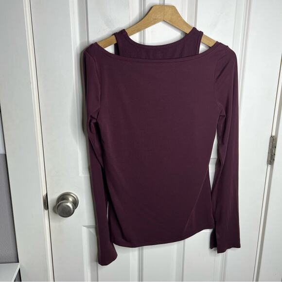 Athleta Essence Groove Maroon Layered Long Sleeve Top Size XS - Picture 7 of 7